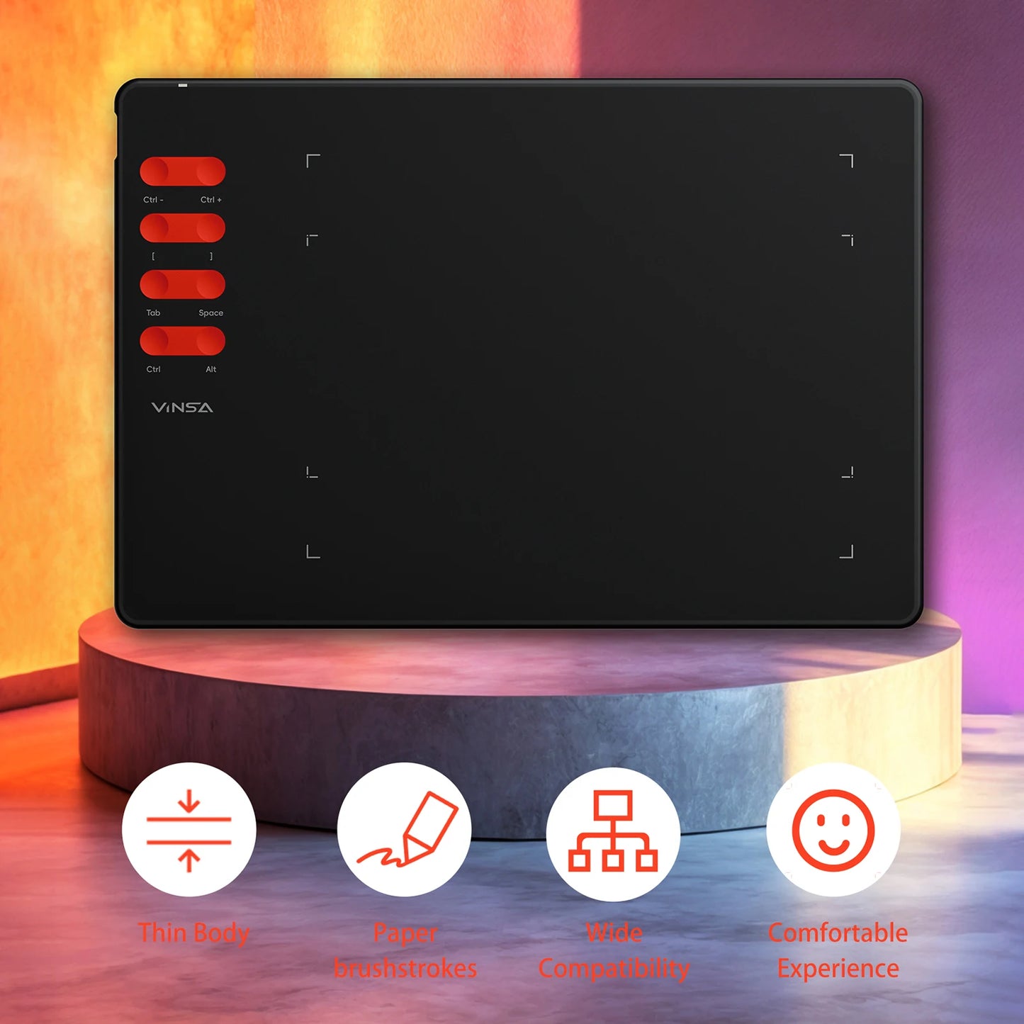 Graphics Drawing Tablet 7.6 x 5.6in Digital Art Tablet Supports 16384 Levels w/ 8 Hot Keys and Battery-free Pen Windows Android