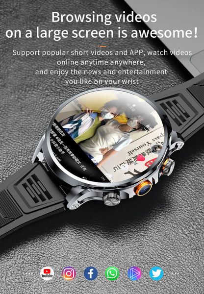 2024 H18 Smart Watch 1.85'' Large Screen HD Display 5G SIM Card WIFI Video Call Side Camera Fitness Tracker Pedometer for Men