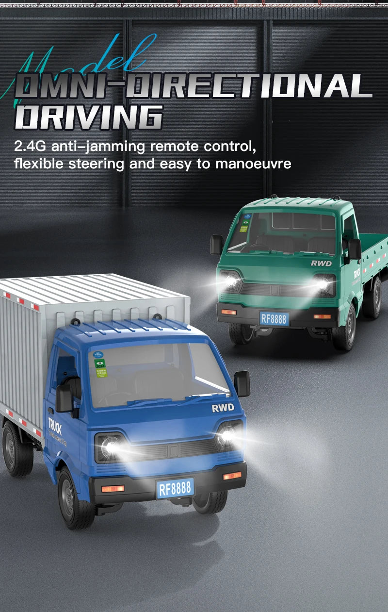 RC Truck 1:16 2.4GHZ RC Car Simulation Drift Climbing Truck With Spray and LED Lights RC Electric Truck Model Boy's Toys Gifts