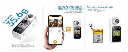 Thumb Action Camera Mini 2.7K Sport Go Pro Cameras Pocket Cam Instant 180°Angle WIFI Recorder Magnetic Attraction Bracket Camera