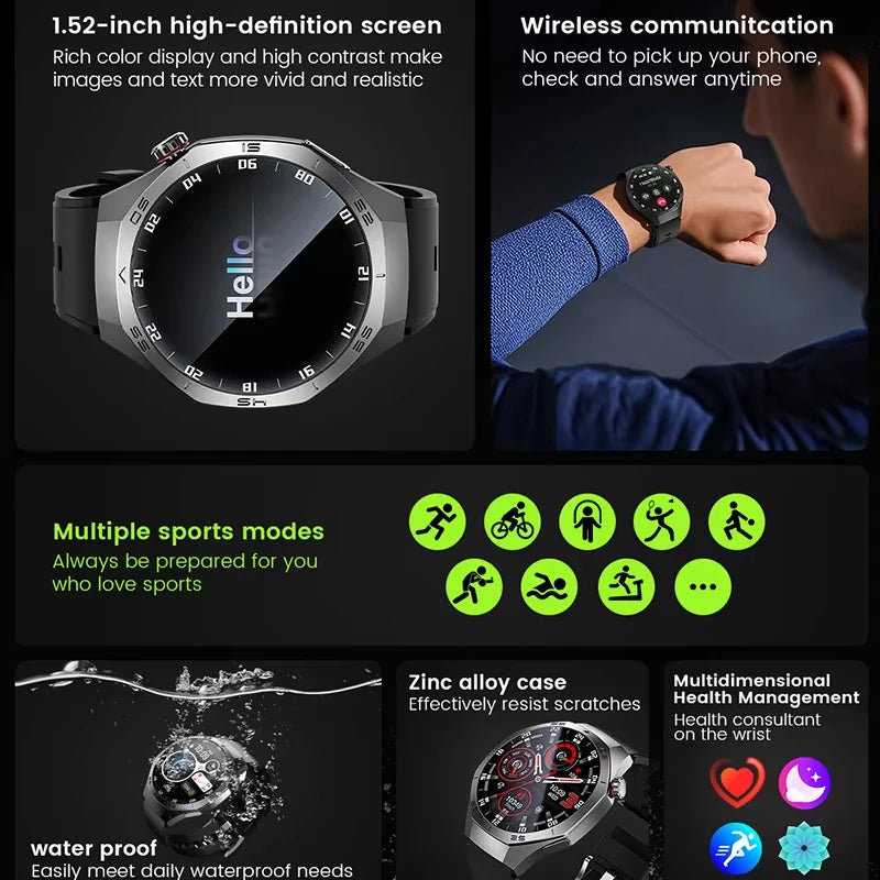 New GT5 Pro Sport Smart Watch Men HD AMOLED Screen GPS Motion Trajectory Heart Rate Bluetooth Call 1.52" NFC SmartWatch IP68+box