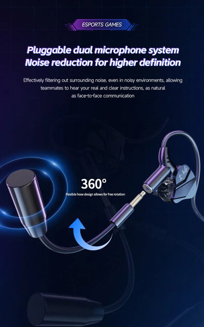 E-Sports Gaming Headset 7.1 Surround Sound Hifi Stereo Wired headphones 3.5mm/Type-C In-Ear dual Mic PUBG Gaming Earphone Earbud