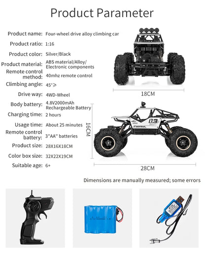 RC Off road Truck 1/12 4WD RTR Durable Beginner All Terrain RC Car High Speed 20Km/h Remote Control Monster Truck Adult Gift Toy