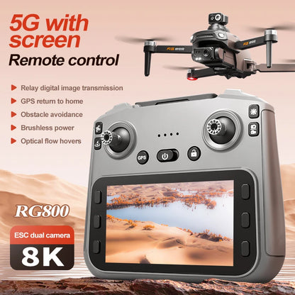 RG800 MAX GPS Drone 8K Professional HD Dual Camera With Screen 5G 360°Obstacle Avoidance Brushless Foldable Quadcopter Drone