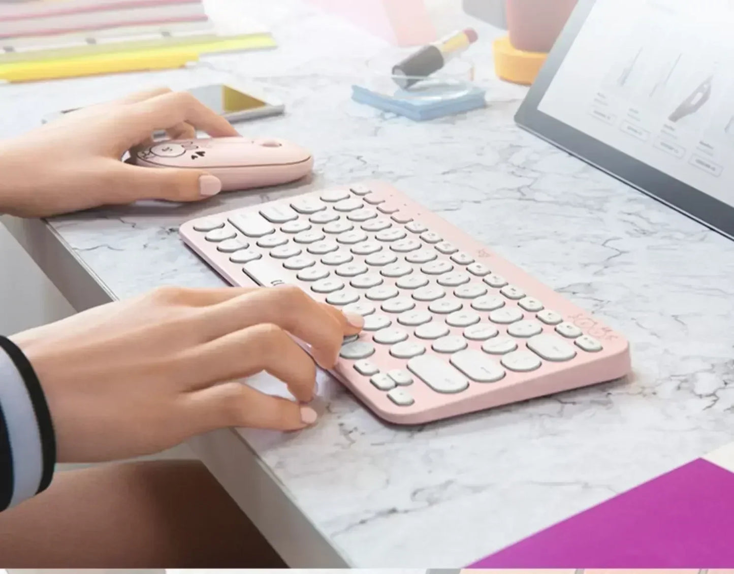 Logitech M350 Bear&Rabbit Wireless Mouse Cute Design Multiple Color Options Ergonomic Design Reduces Hand Fatigue