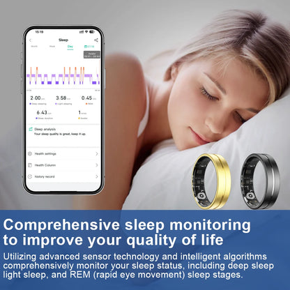 Smart Health Ring Comprehensive Monitoring Elegant Design Multi-Functional Sports Tracker IP68 Waterproof Rings for Women Men