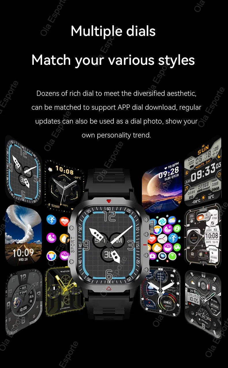 2025 New Military Smart Watch Men Outdoor 2.01" Al Voice Bluetooth Call Smartwatch Surprise Gift Outdoors For Android & IOS Male