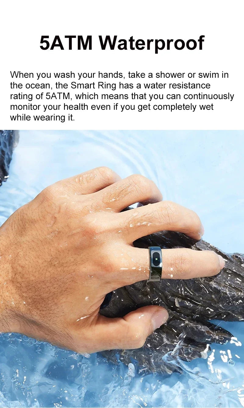 Smart Ring with Case-Skin Temperature Measure,Message Call Reminder,Sport Health Sleep Monitor,IP68 5ATM,Touch Control Rings