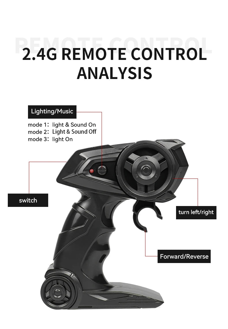 Remote-controlled off-road police car, cool police lights, simulated siren sounds, 1:16 scale alloy body,Spring shock absorption