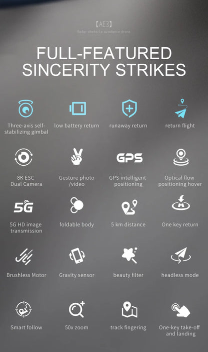 AE3 MAX Drone GPS 4K Camera 3-Axis Gimbal Anti-shake Aerial Photography Brushless Foldable Quadcopter thermal drone