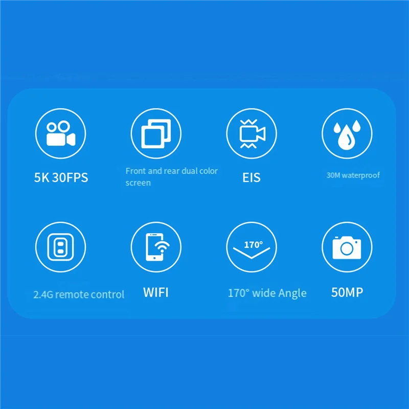 AK51-Wifi Anti-Shake Action Camera 5K 30FPS Dual Screen 170° Wide Angle 30M Waterproof Sport Camera With Remote Control