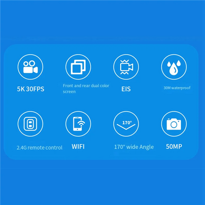 AK51-Wifi Anti-Shake Action Camera 5K 30FPS Dual Screen 170° Wide Angle 30M Waterproof Sport Camera With Remote Control