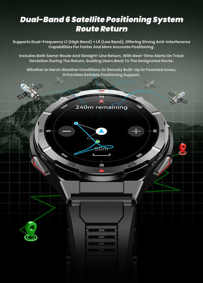 New Outdoor Built-in GPS Smart Watch Men 1.43'' AMOLED Display Compass 3ATM Waterproof Swimming Grade Bluetooth Call Smartwatch