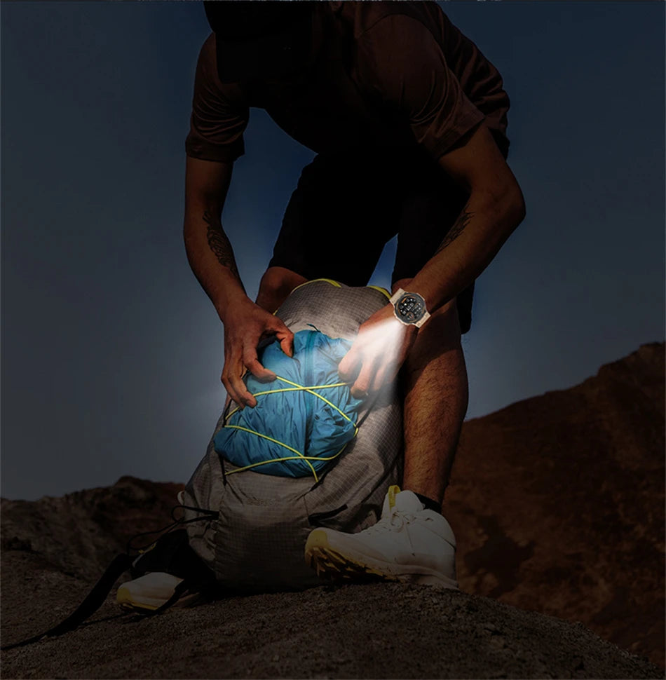 Outdoor Smart Watch with Flashlight Male Sports Fitness Waterproof Watch 24 Hours Heart Rate Monitor Bluetooth Call Smartwatch