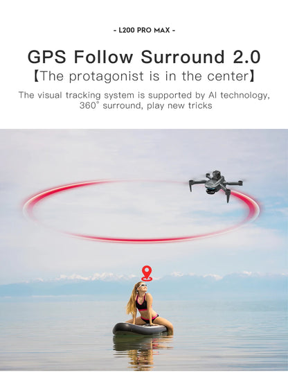 8K Professional Drone Dual Camera Obstacle Avoidance Flyer 2 Axis Gimbal Brushless Helicopter GPS RC Toys New L200 PRO MAX