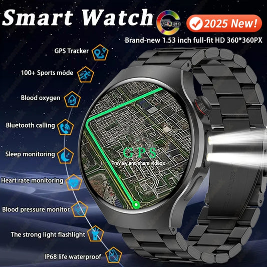 Outdoor Military Rugged Smart Watch Men GPS Sports Fitness Waterproof Watch With Flashlight Function Bluetooth Call Smartwatch