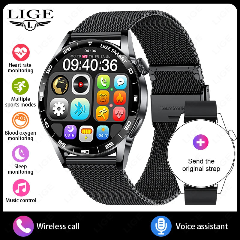 LIGE 2025 New Fashion Smart Watch Men HD Screen Sport Fitness Heart Rate Monitor Bluetooth Call IP68 Waterproof Smartwatch Women