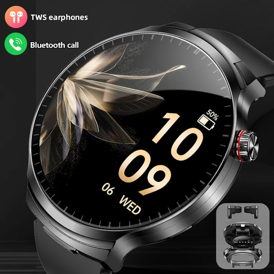 LIGE 2025 Smart Watch 2 in 1 With Earphone Smartwatch Bluetooth Call Men Watch AI Voice Heart Rate Monitor Play Music SmartWatch