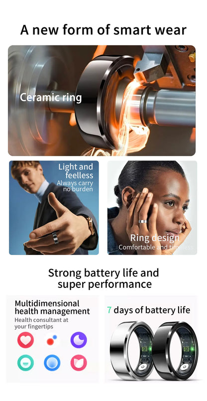 Couple Xiaomi Smart Ring, Bluetooth Sync,Sleep&Heart Rate Tracker, 5ATM Waterproof, Compatible iOS/Android, Men&Women Smart Ring