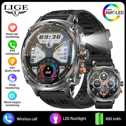 LIGE NEW Smart Watch Men 800mAh Large Battery Bluetooth Call IP67 Waterproof Smartwatch 100+Sport Health Monitor Smartwatches