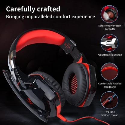 G2000 Gaming Headsets Big Headphones with Light Mic Stereo Earphones Deep Bass for PC Computer Gamer Laptop PS4 New X-BOX