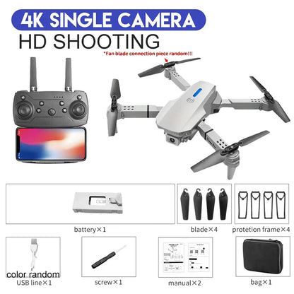 Professional Drone E88 4K Wide-Angle HD 1080P Camera WiFi FPV Height Hold Foldable RC Drone Quadrotor Helicopter Children's Toys