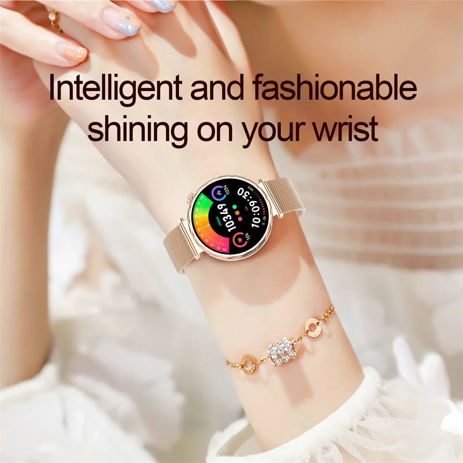 2025 New Fashion Bluetooth Call Smart Watch Women AMOLED HD Screen Health Monitoring 100+ Sports Mode Smartwatches IOS