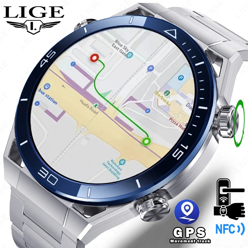For IOS Android NFC Smart Watch Men GPS Tracker AMOLED 454*454 HD Screen Heart Rate ECG+PPG Bluetooth Call Smartwatches 2024 New