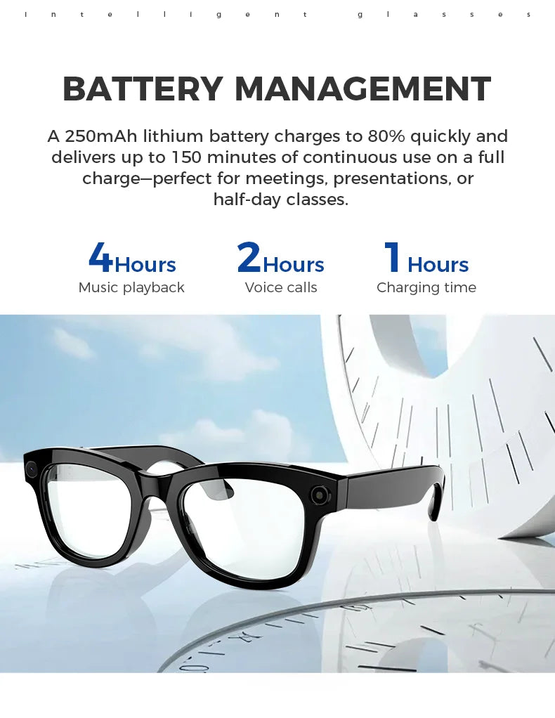 2025 New 800w HD Smart Glasses UV Protective Voice Assistant Touch Control Hands-Free Sound Surround Local Music Smart Glasses