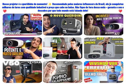 VEVSHAO A12 Projector Mini Portable  LED Video Android 13.0 WIFI 6 Mirror SmartPhone for 1080P 4K Video Home Cinema Projector