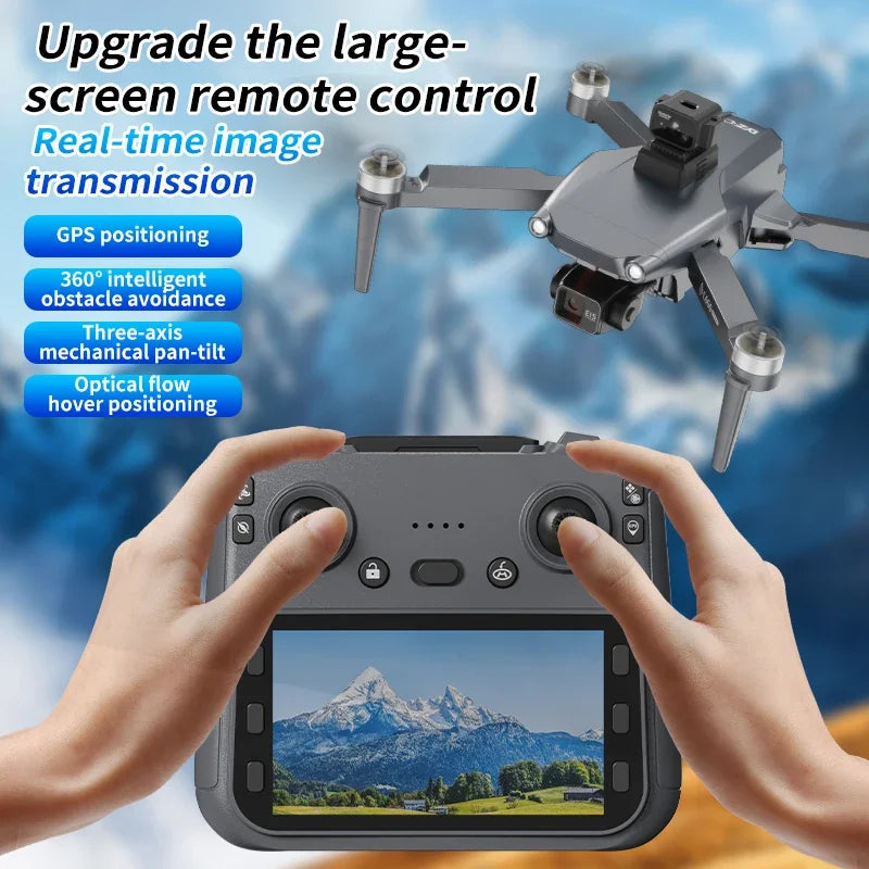 L600 PRO Max GPS Drone With Screen Control 8K HD Dual Camera Brushless Obstacle Avoidance 3-Axis Gimbal Aerial FPV RC Dron 5KM
