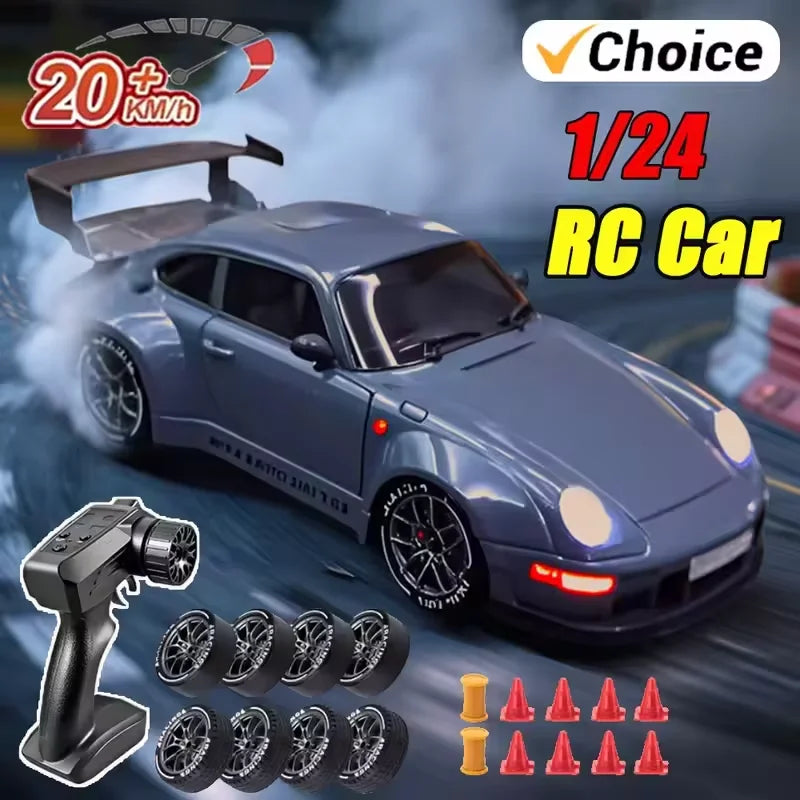 RC Cars 4WD 1:24 20KM/H Full Proportional High RC Drift Car Speed RC Car with LED Lights and Drifting Tires Racing Sport Toy Car