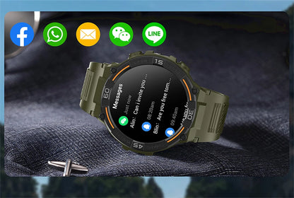 Outdoor Smart Watch with Flashlight Male Sports Fitness Waterproof Watch 24 Hours Heart Rate Monitor Bluetooth Call Smartwatch