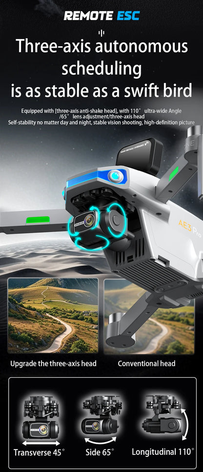2025 New AE3 PRO Max+ GPS Drone 8K Dual Camera With Screen 5G Wifi FPV 3-Axis Gimbal Obstacle Avoidance Quadcopter RC Dron Toy