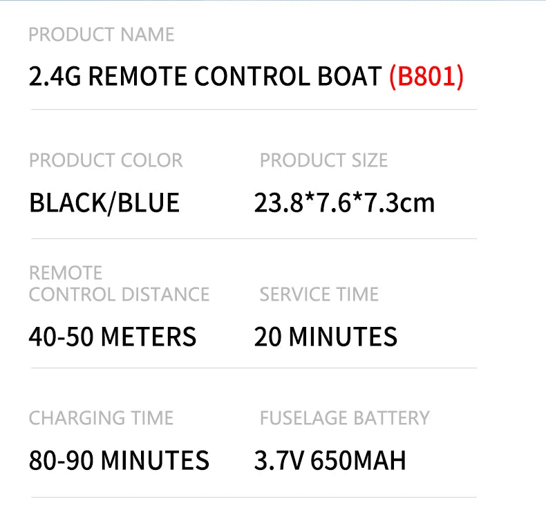 RC High-Speed Boat 10Km/h 2.4G Waterproof Remote Control Boats Ship Speedboats Remote Control Outdoor Toys for Kids Adult Gifts