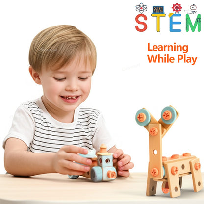 Kids Tool Set DIY Nut Assembly Toy Kit STEM Building Tools Montessori Toys Gifts for Boy Girl, Electric Drill Tool Box Optional