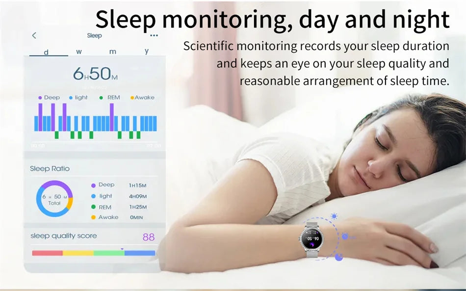 2005 New Fashion Ladies Bluetooth Call Smart Watch AMOLED HD Screen Health Monitoring Sports Diamond Smartwatch IOS Android