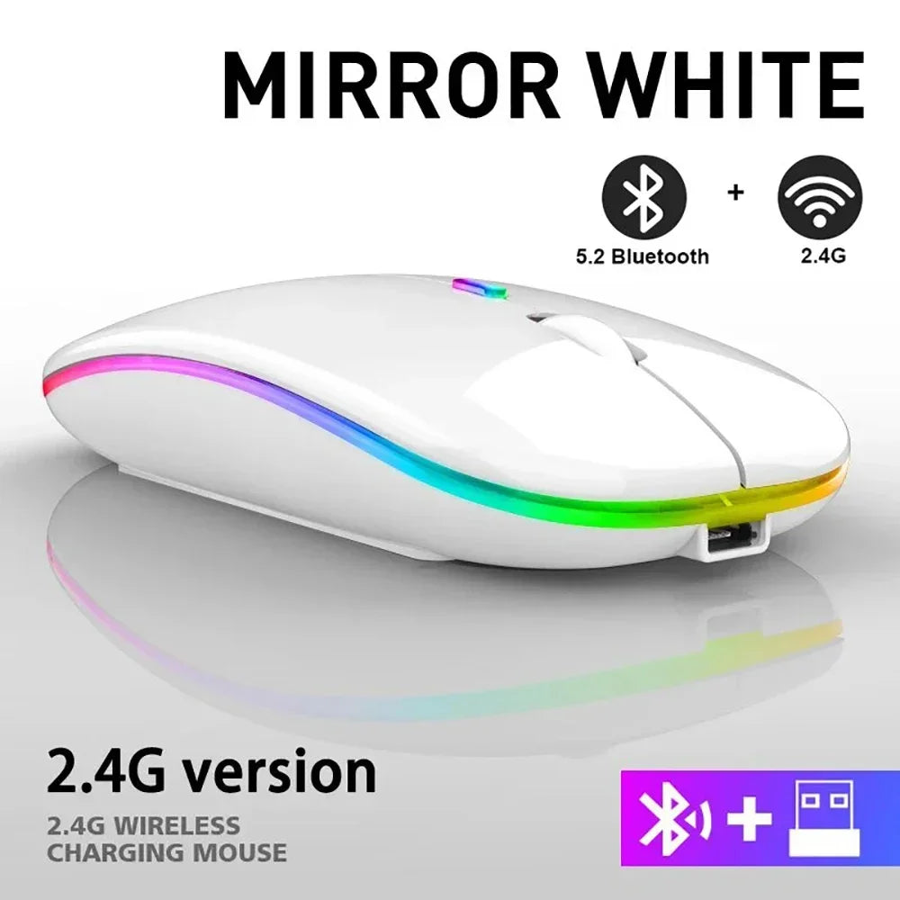 New Gaming Mouse Wireless Bluetooth Dual Mode Silent Rechargeable USB 2.4G DPI 1600 Optical Ergonomics Suitable for Laptops