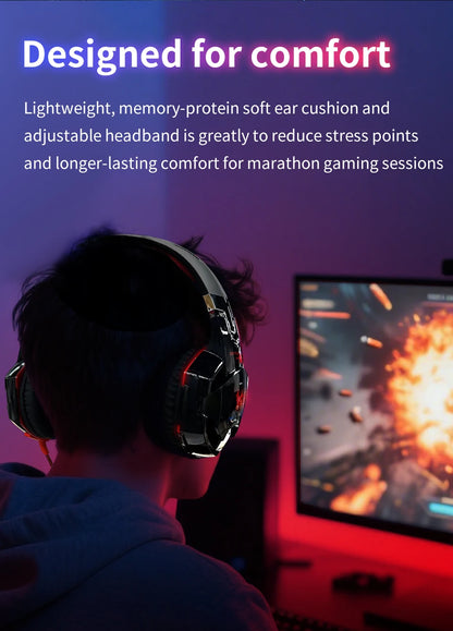G2000 Gaming Headsets Big Headphones with Light Mic Stereo Earphones Deep Bass for PC Computer Gamer Laptop PS4 New X-BOX