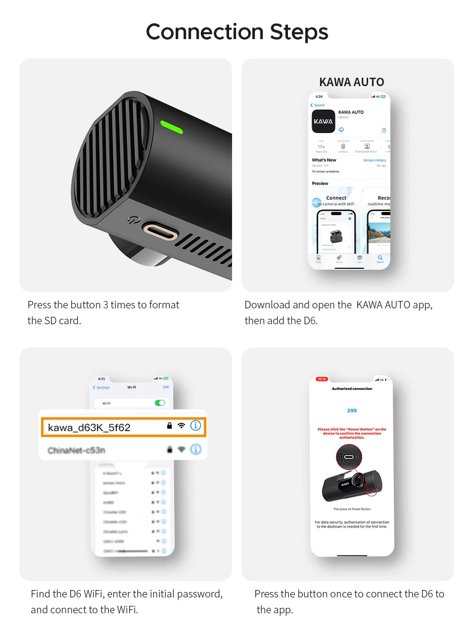 Dash cam KAWA D6 3K Video Recorder Car Dash Camera for AUTO, Car DVR Voice Control,Night Vision Dashcam 2025 New