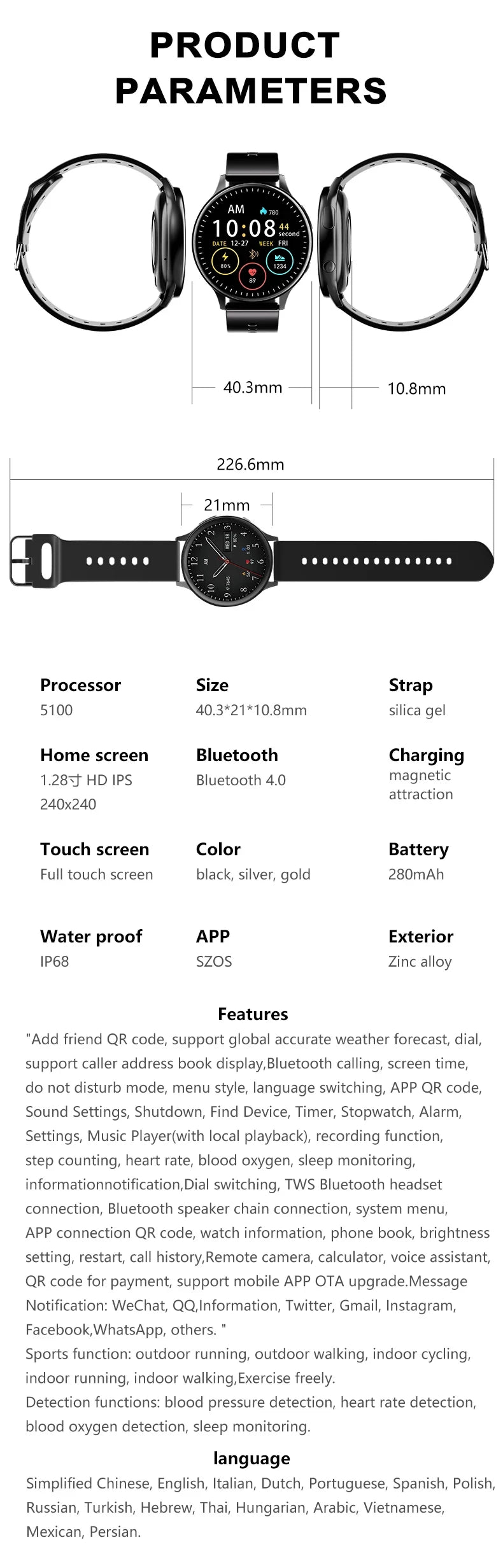 2025 New Women Bluetooth Call Smart Watch Heart Rate Blood Pressure Monitoring Smartwatches IP67 Waterproof Men Smartwatch+Box