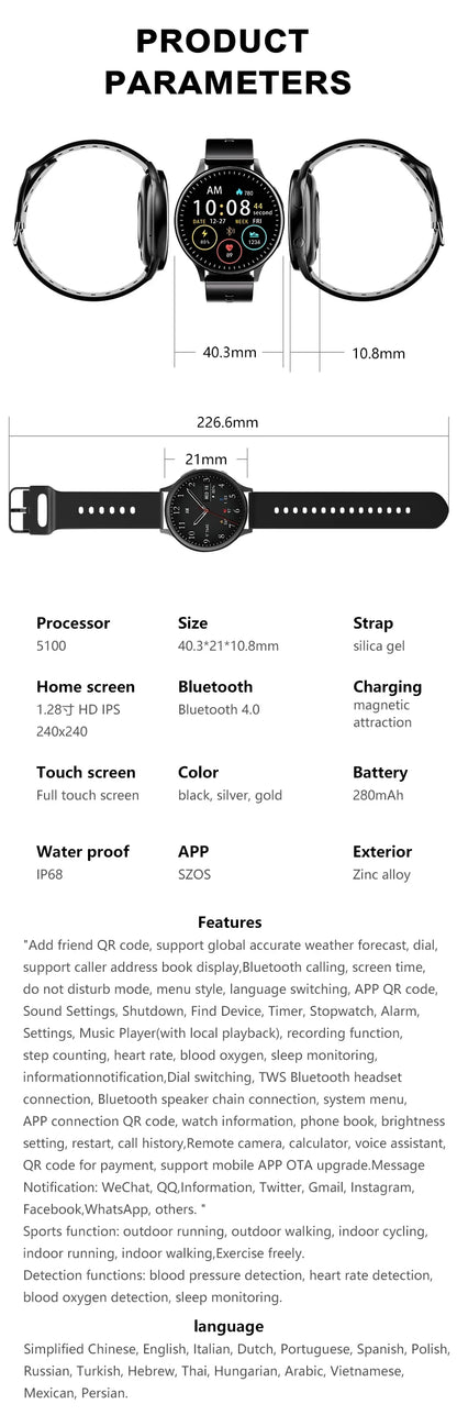 2025 New Women Bluetooth Call Smart Watch Heart Rate Blood Pressure Monitoring Smartwatches IP67 Waterproof Men Smartwatch+Box