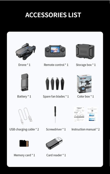 New E88Pro Screen Controlled Drone Remote Control with Display Quadcopter Optical Flow Dual Camera Aerial Photography Aircraft