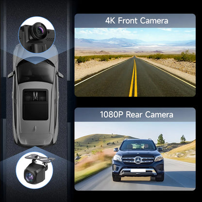 11.26 inch IPS Touch Screen Multimedia Video Player Portable 4K Car DVR Wireless CarPlay Android Auto Dual Lens Driving Recorder