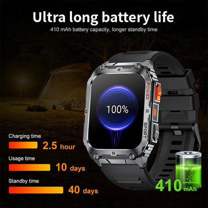 LIGE 1.91-inch Screen Men Smart Watch Led Lighting IP68 Waterproof Watch Outdoor Sport Health Monitor Smartwatch For Android IOS