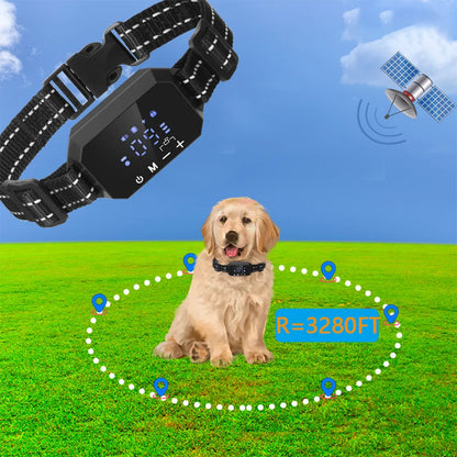 1000m GPS Dog Fence Outdoor Electric Shock Vibrate Invisible Fencing Device for Dogs Training Collars 100~3280 Ft Range