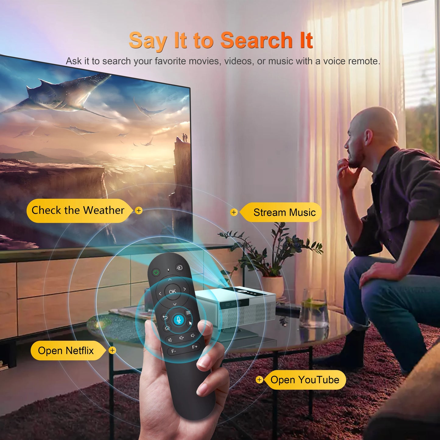 Digital Projector Support Projectors 4k Portable Autofocus 380Ansi Android 13 WiFi 11 BT5.2 Home Portable Mini Projector