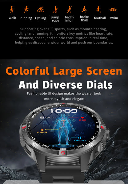 GPS Outdoor 1000mAh Battery Smartwatches Men 100+ Sports Mode Compass Heart Rate 3ATM Waterproof Bluetooth Call Smart Watch