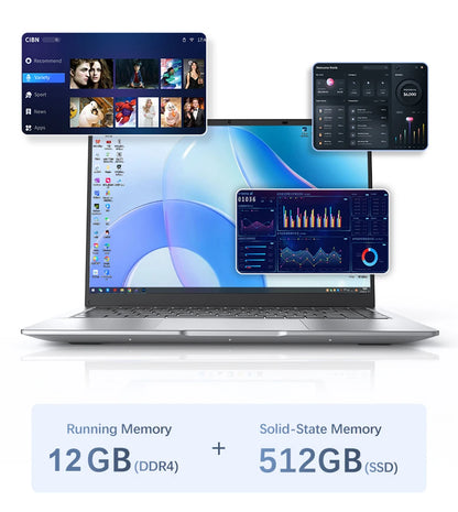 Laptop Computer Windows 11 Pro Intel Atom A3950 2025 Notebook PC 12GB RAM 512GB 1TB 2TB SSD 1920*1080P Office Study Computer