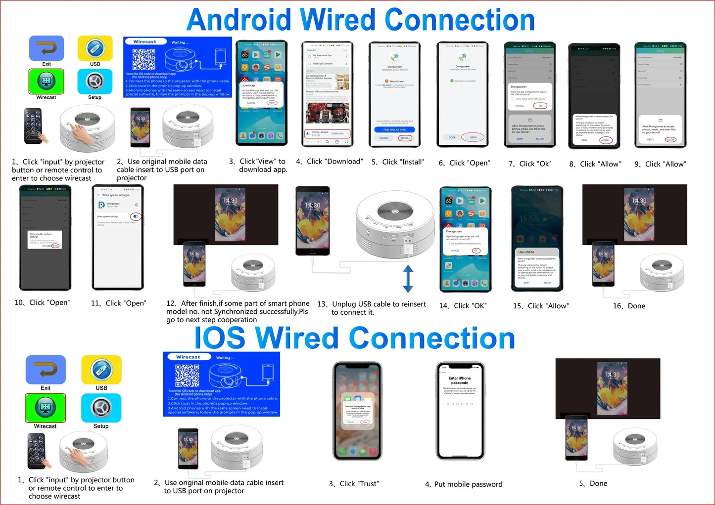 Smart Projector LED HD TV Video Projetor for 4K 1500 Lumens Android Same Screen Home Cinema Outdoor Portable Projetor